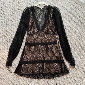 For Love and Lemon Black long sleeve dress